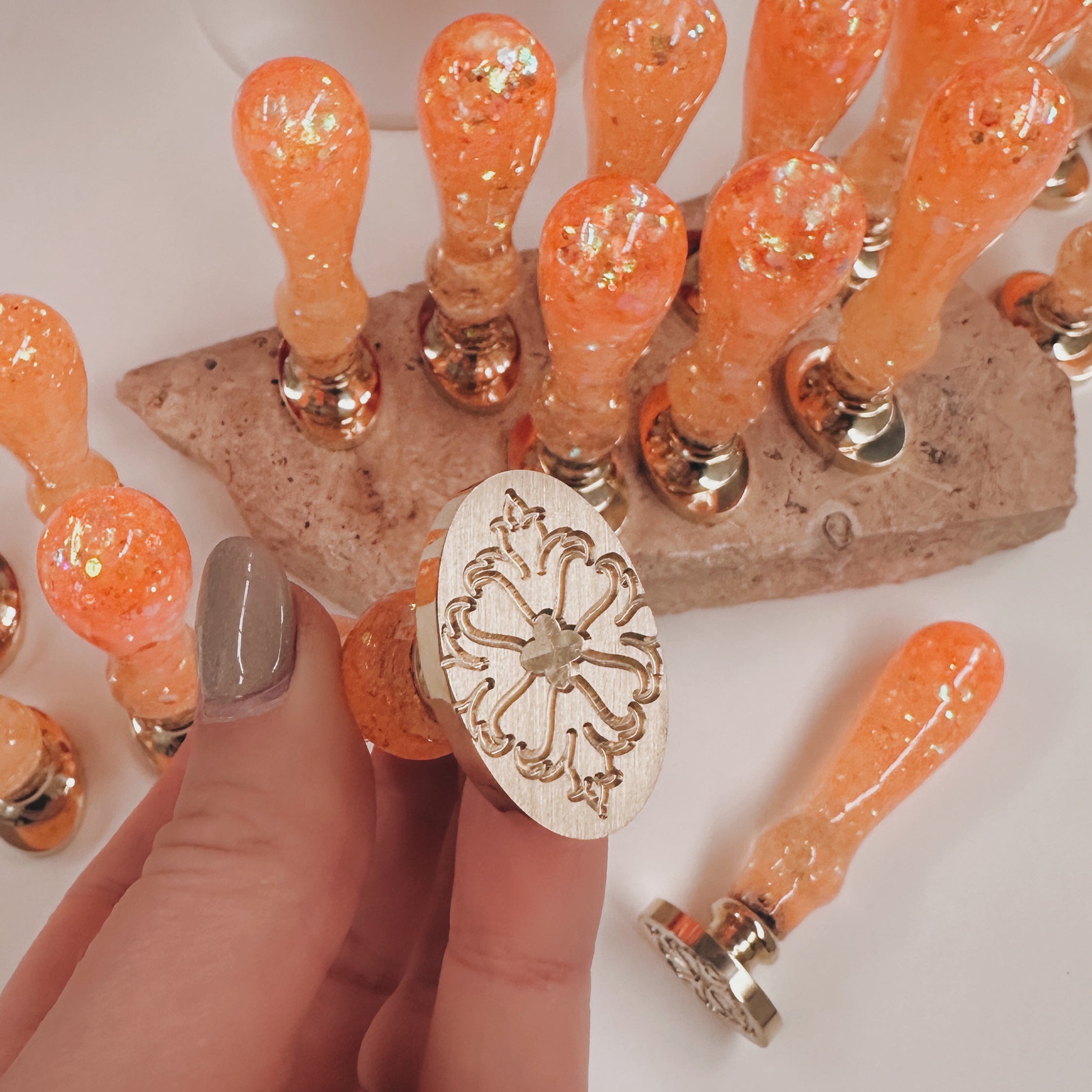 Orange Glitter Wax Seal Stamp – Sealed Like A Showgirl (Limited Edition)