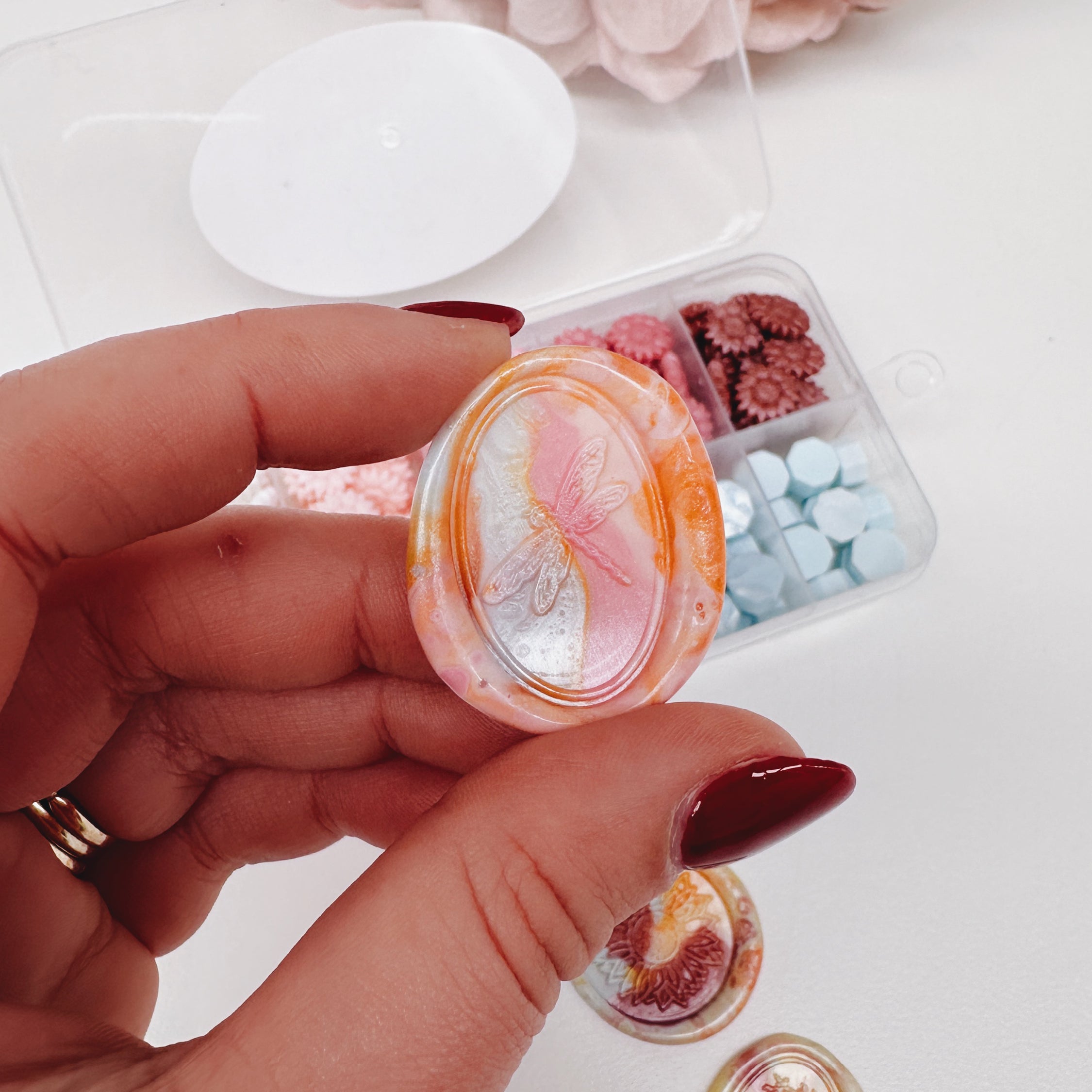 Wax Seal Stamp - Dragonfly Oval