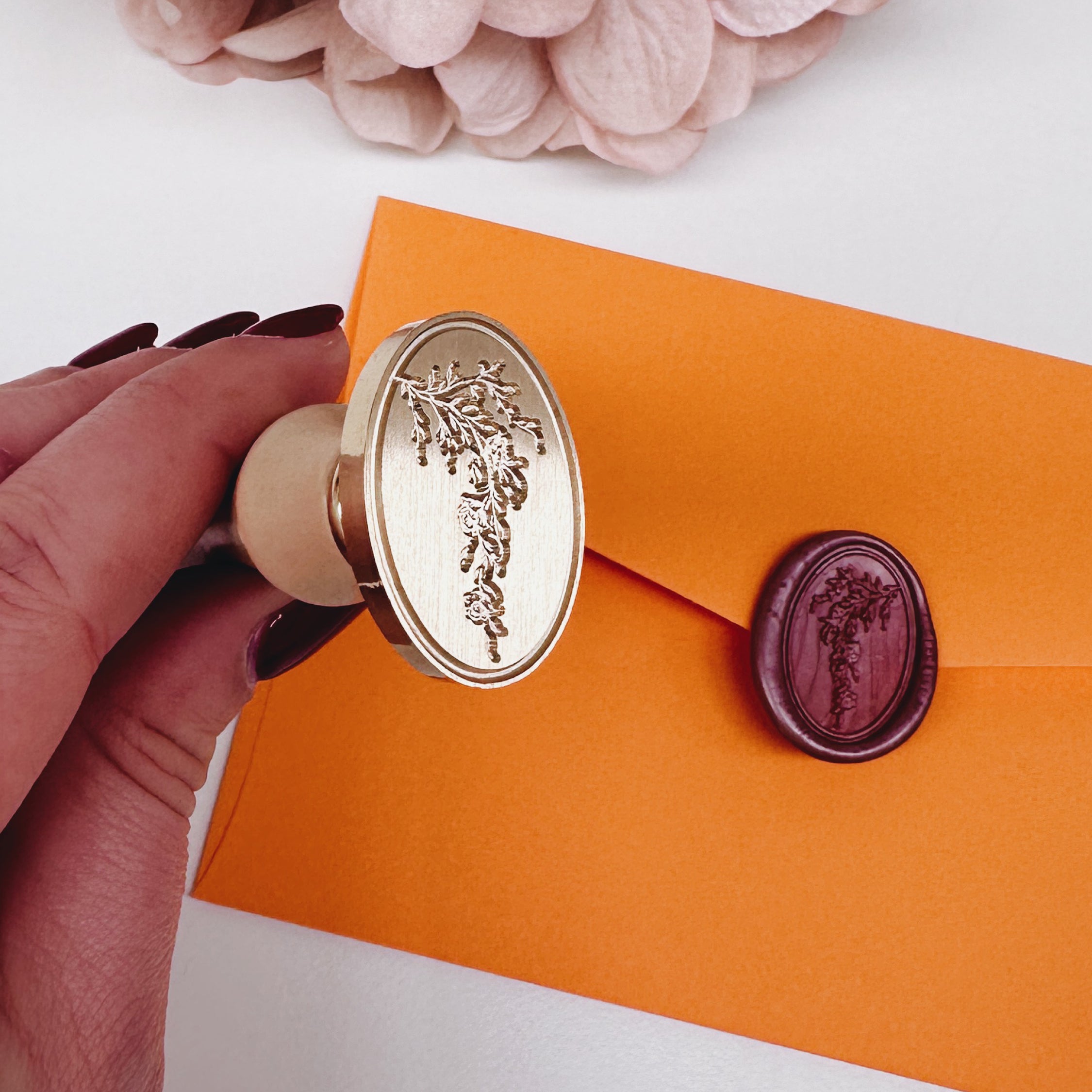 Wax Seal Stamp - Wisteria Vine Oval
