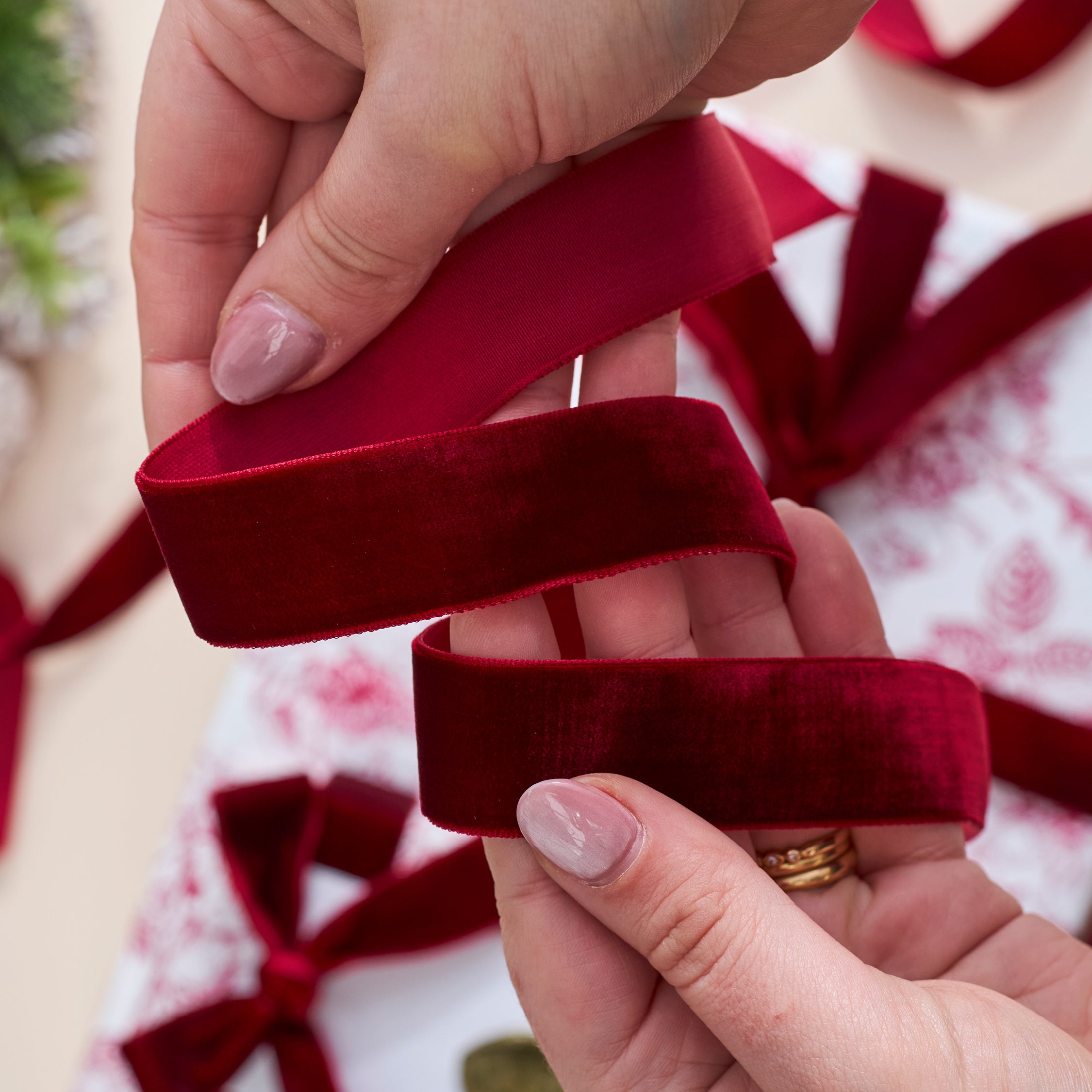 Velvet Ribbon Large Roll - Crimson