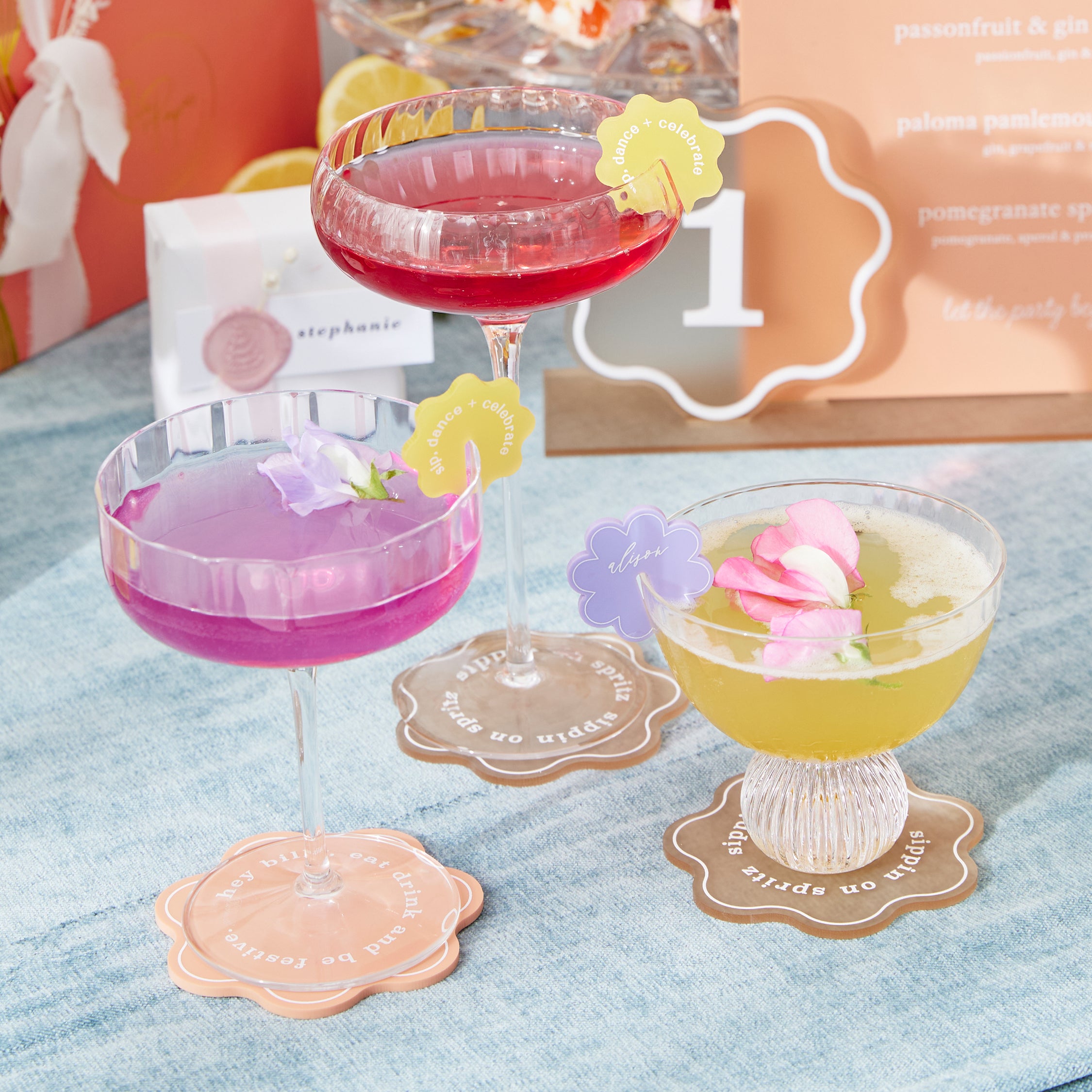 Acrylic Place Cards - Floret Shape