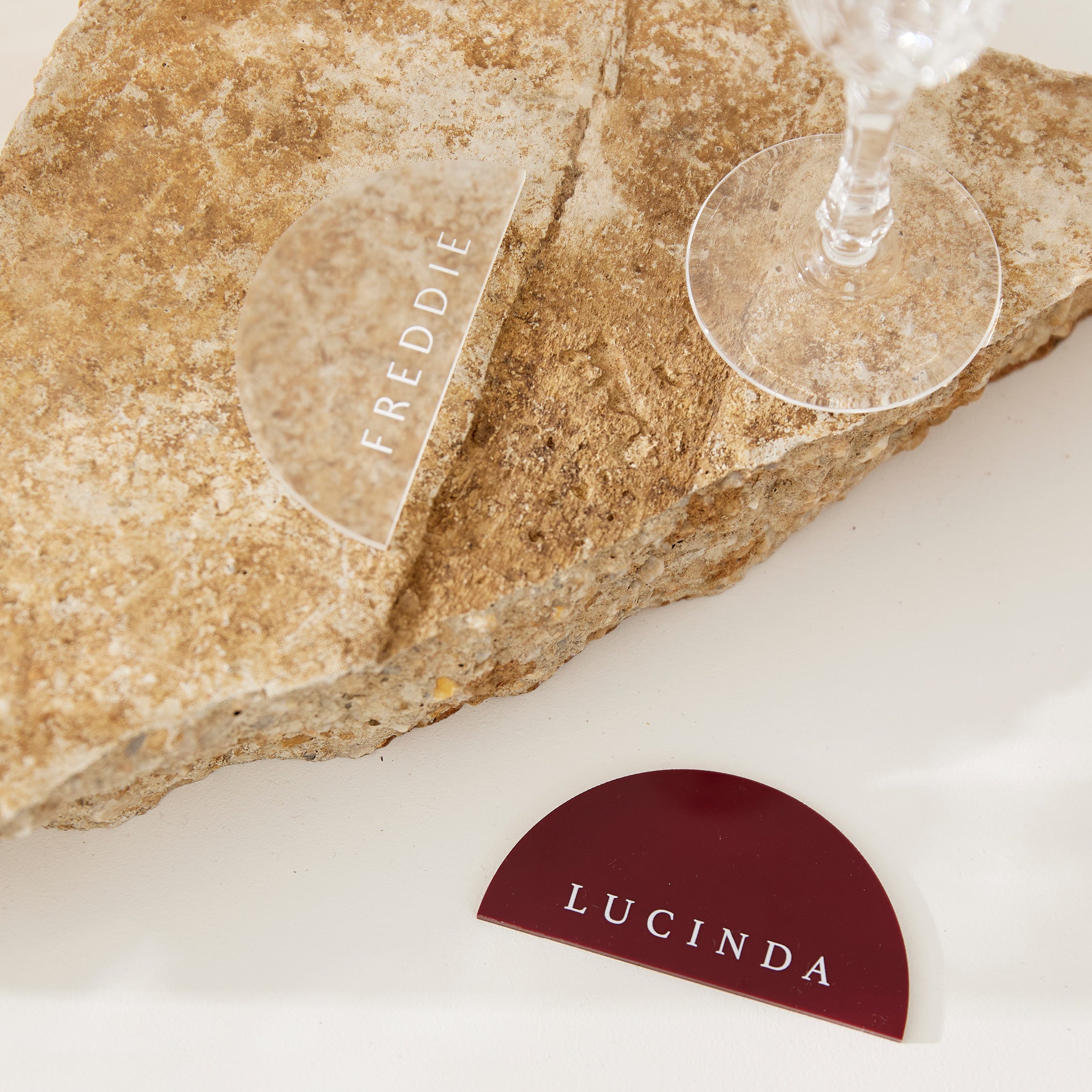 Acrylic Place Cards - Half Circle