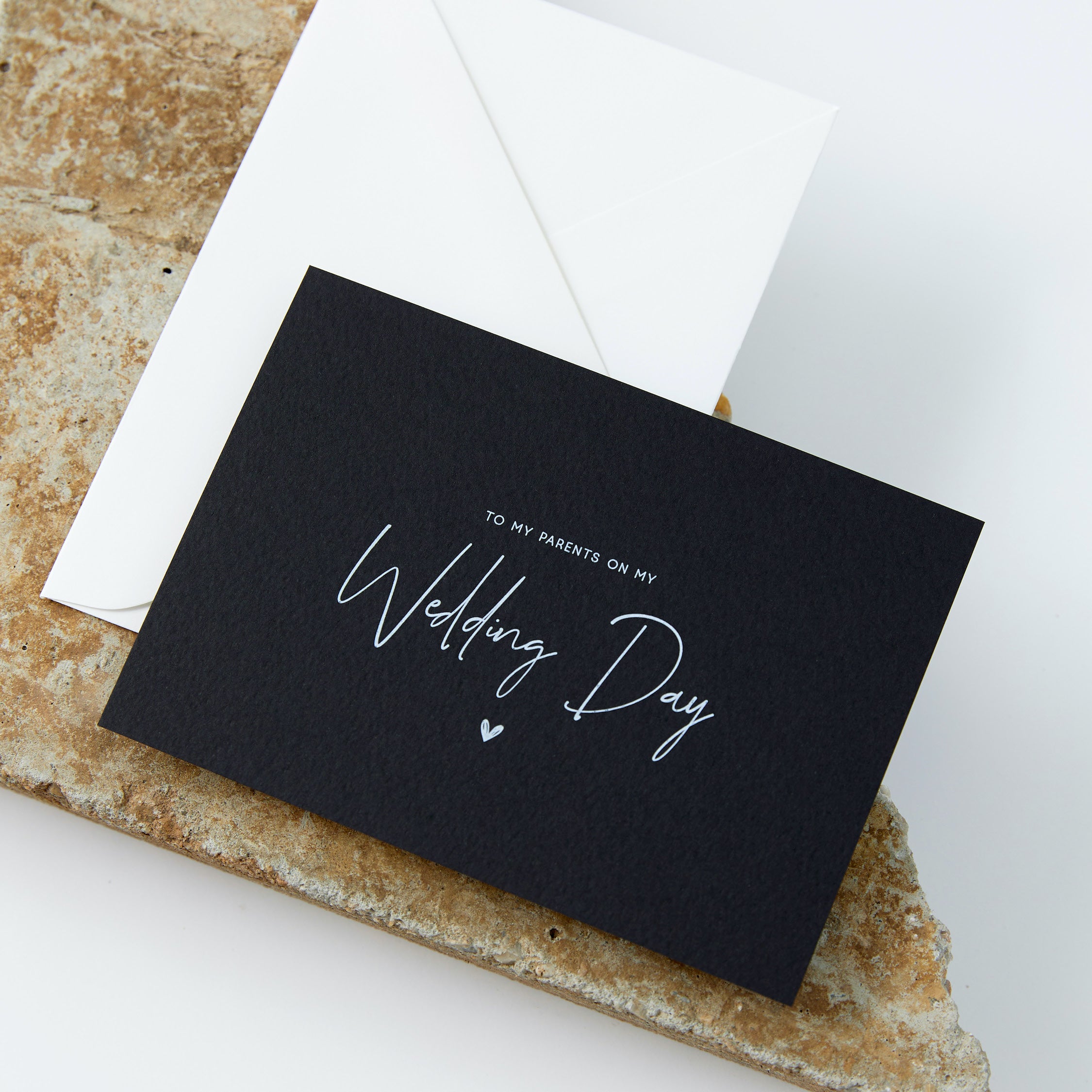 To My Parents on my Wedding Day Card - Textured Black