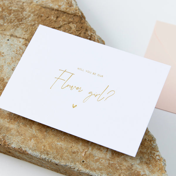 Flower Girl Proposal Card - Gold Foil & White