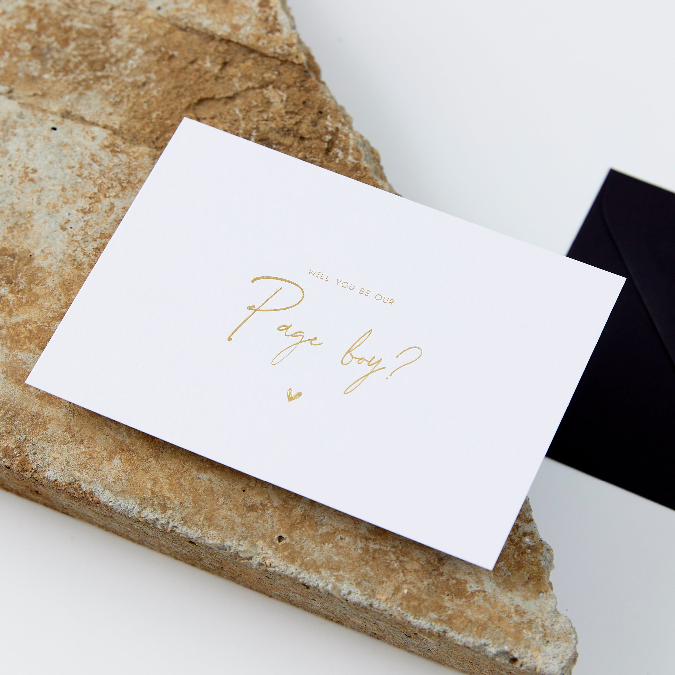 Page Boy Proposal Card - Gold Foil & White