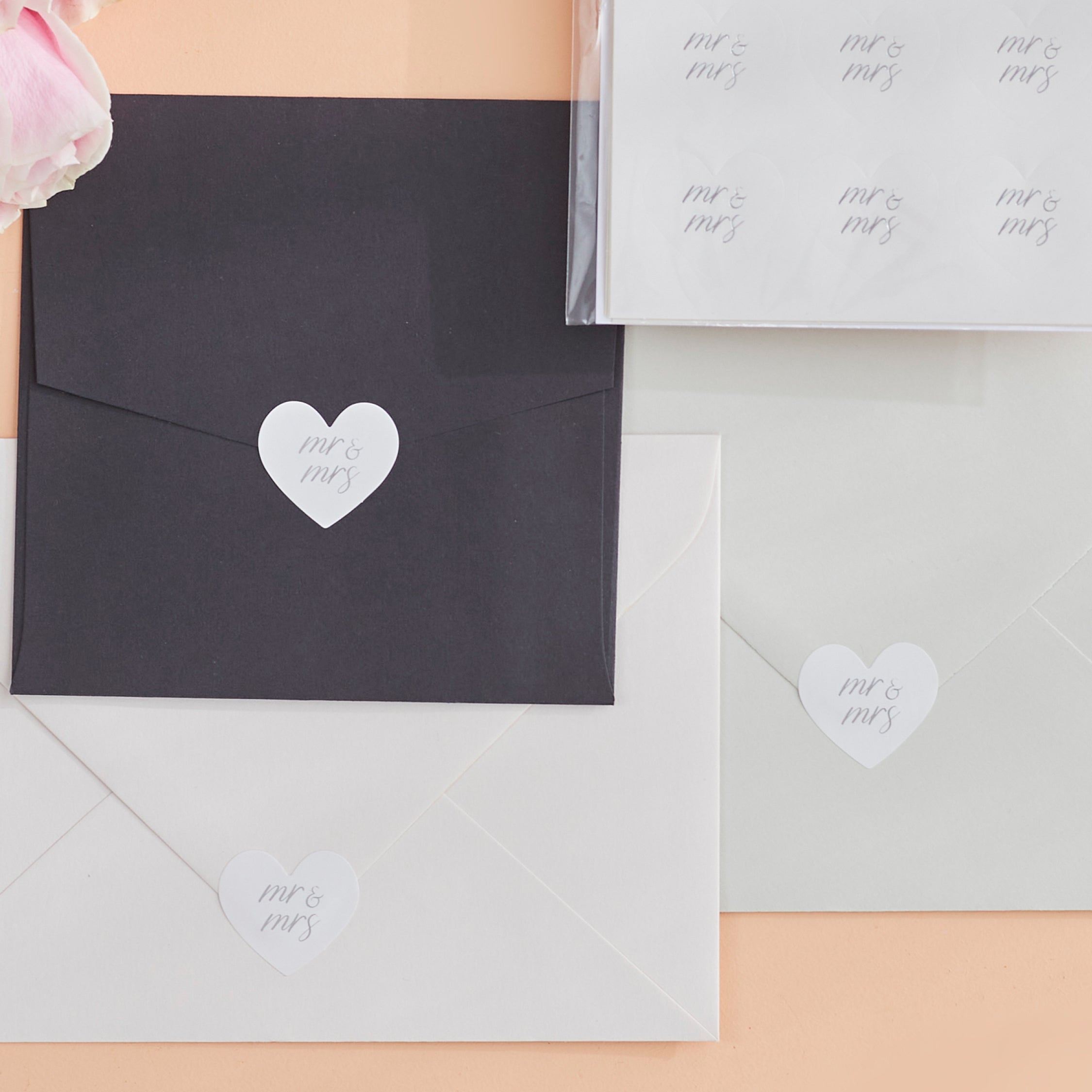 Sticker Seals - Mr & Mrs Foil Hearts