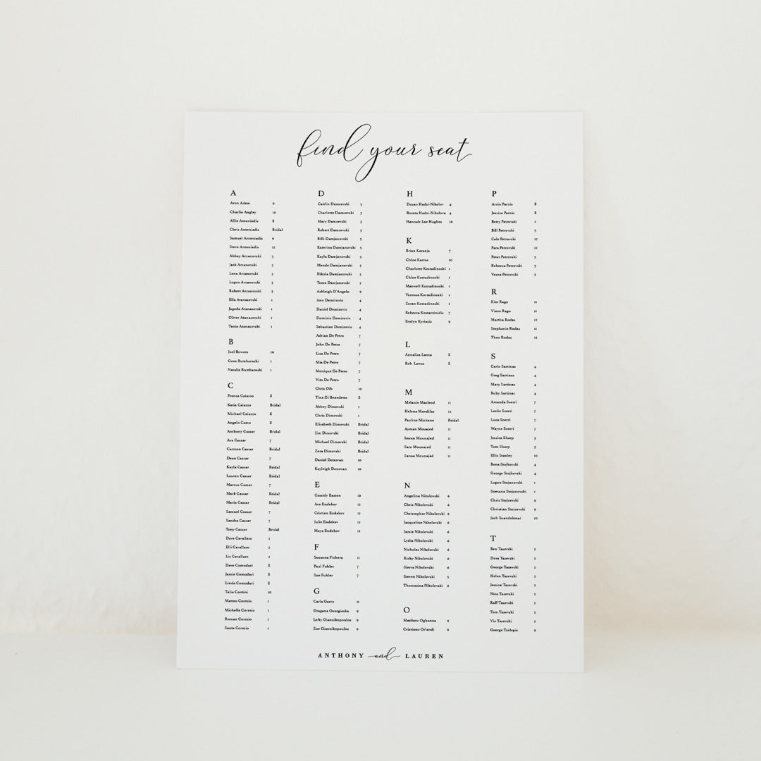 Luna - Seating Chart