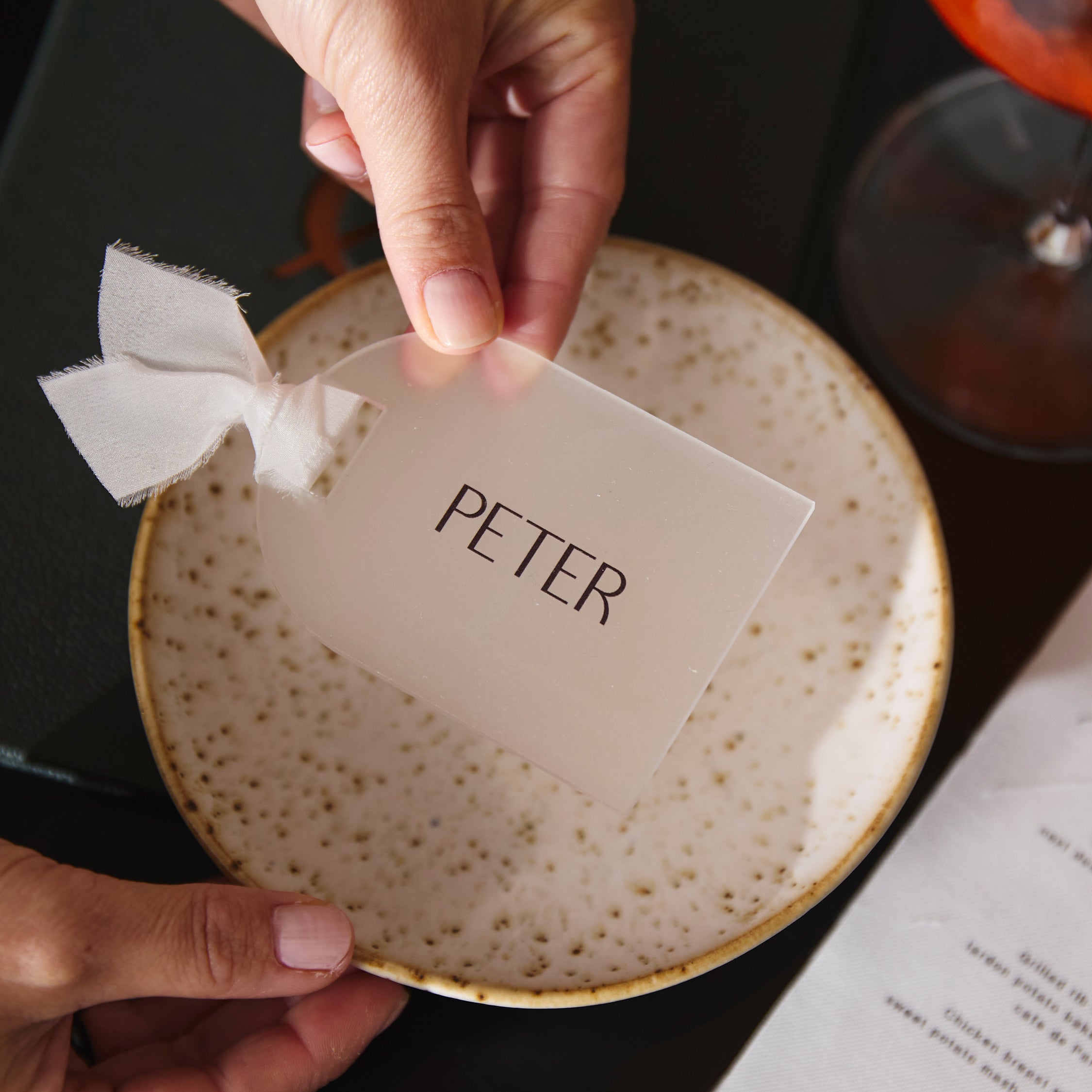 Acrylic Place Cards - Luggage Tag