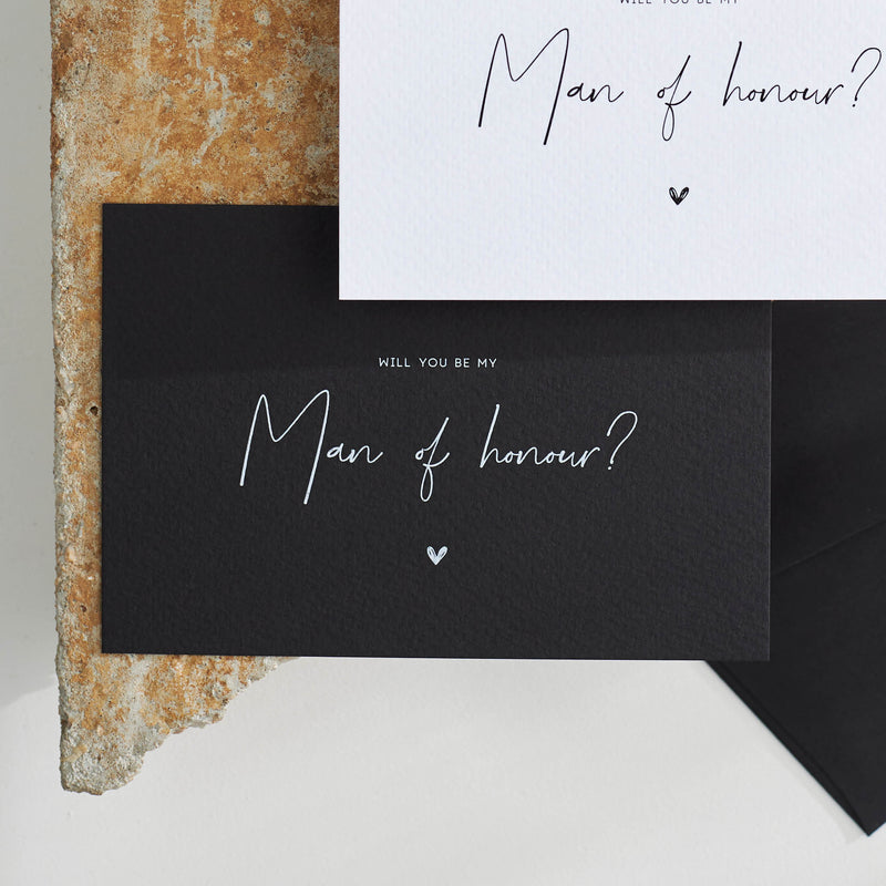 Man Of Honour Proposal Card - Textured Black