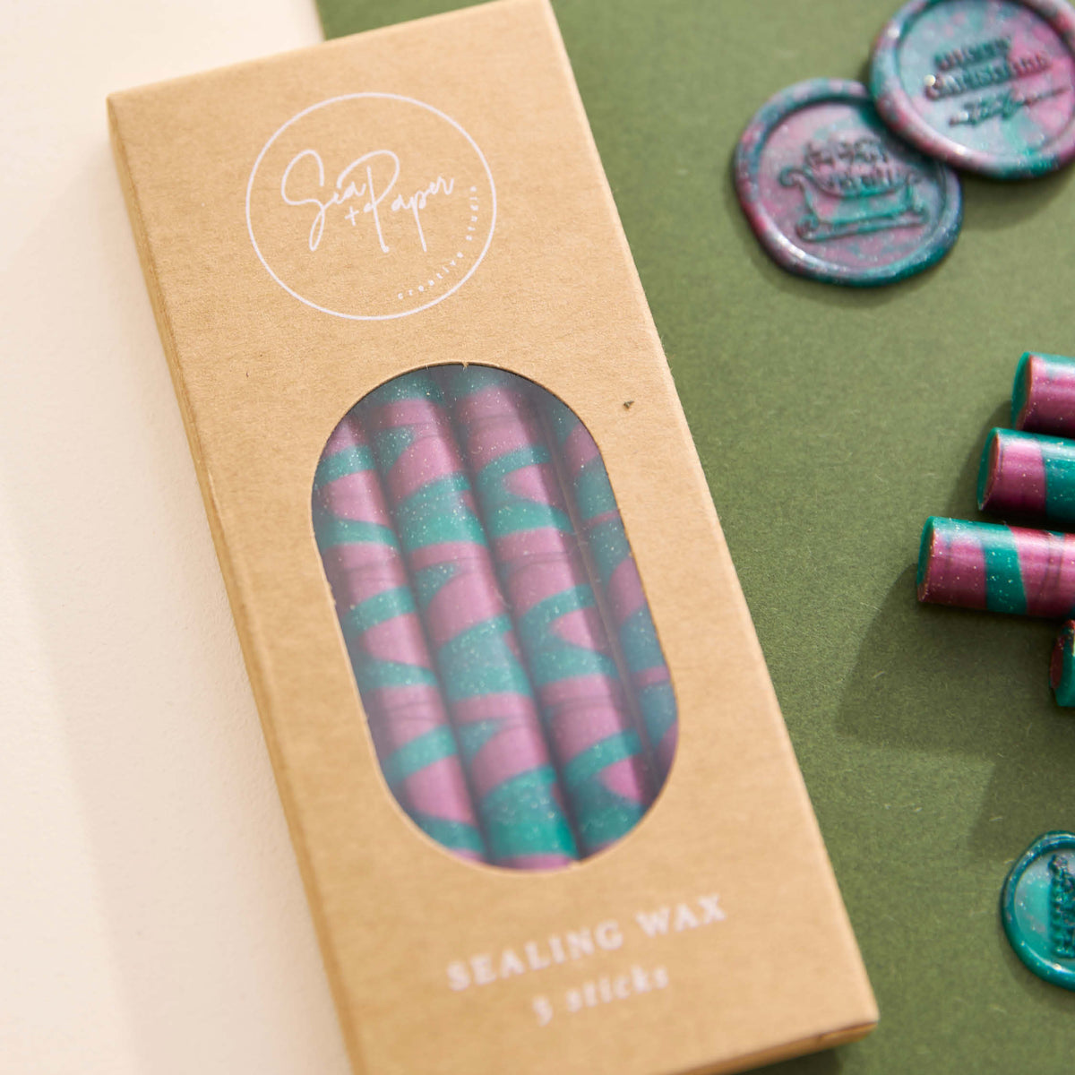 Sealing Wax Sticks - Green & Red Marble