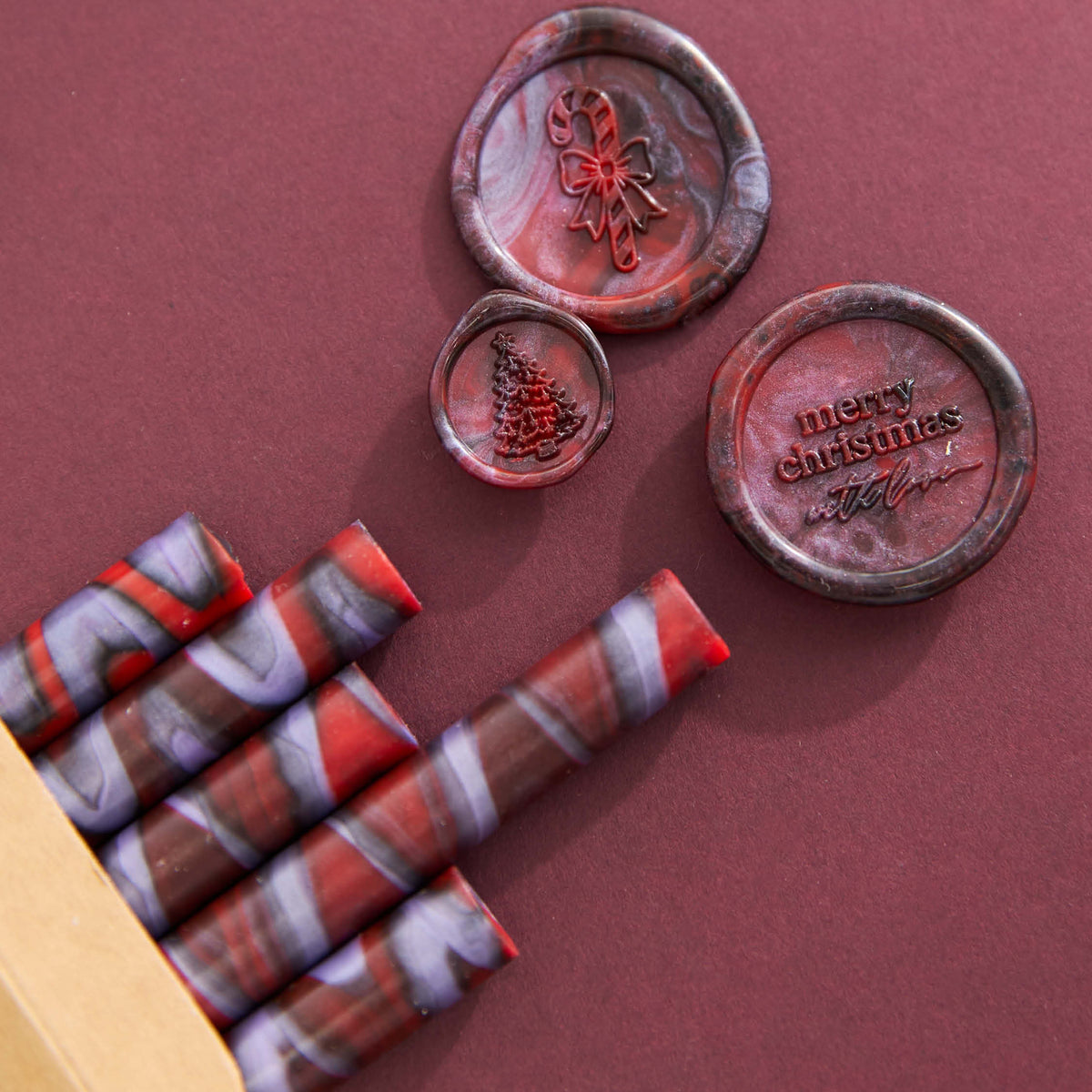 Sealing Wax Sticks - Red & Purple Marble