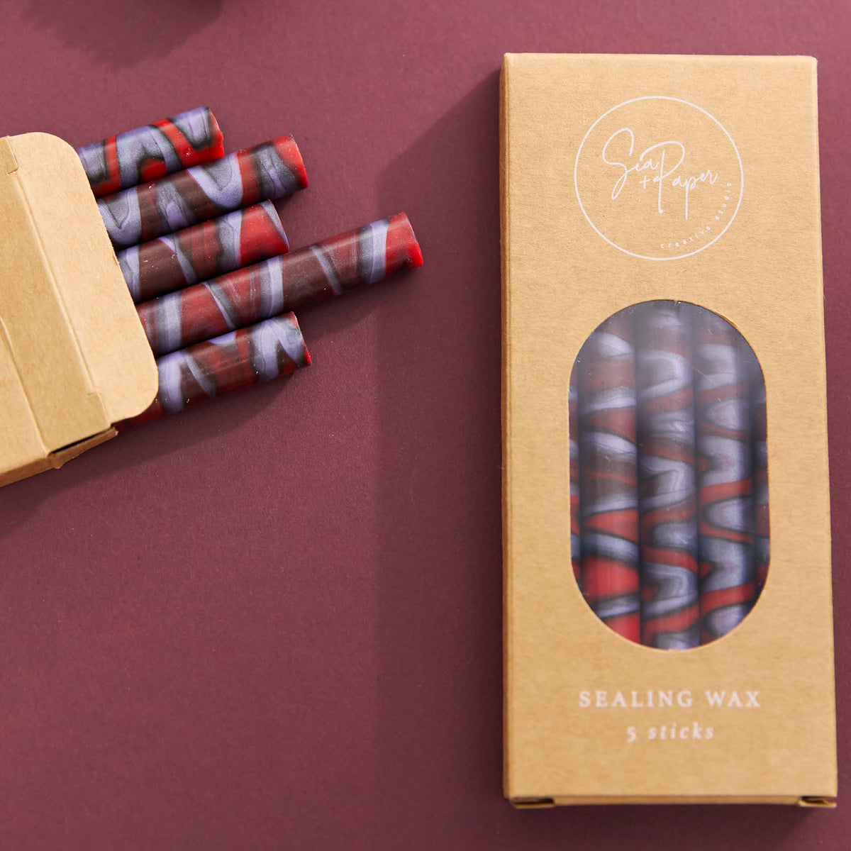 Sealing Wax Sticks - Red & Purple Marble