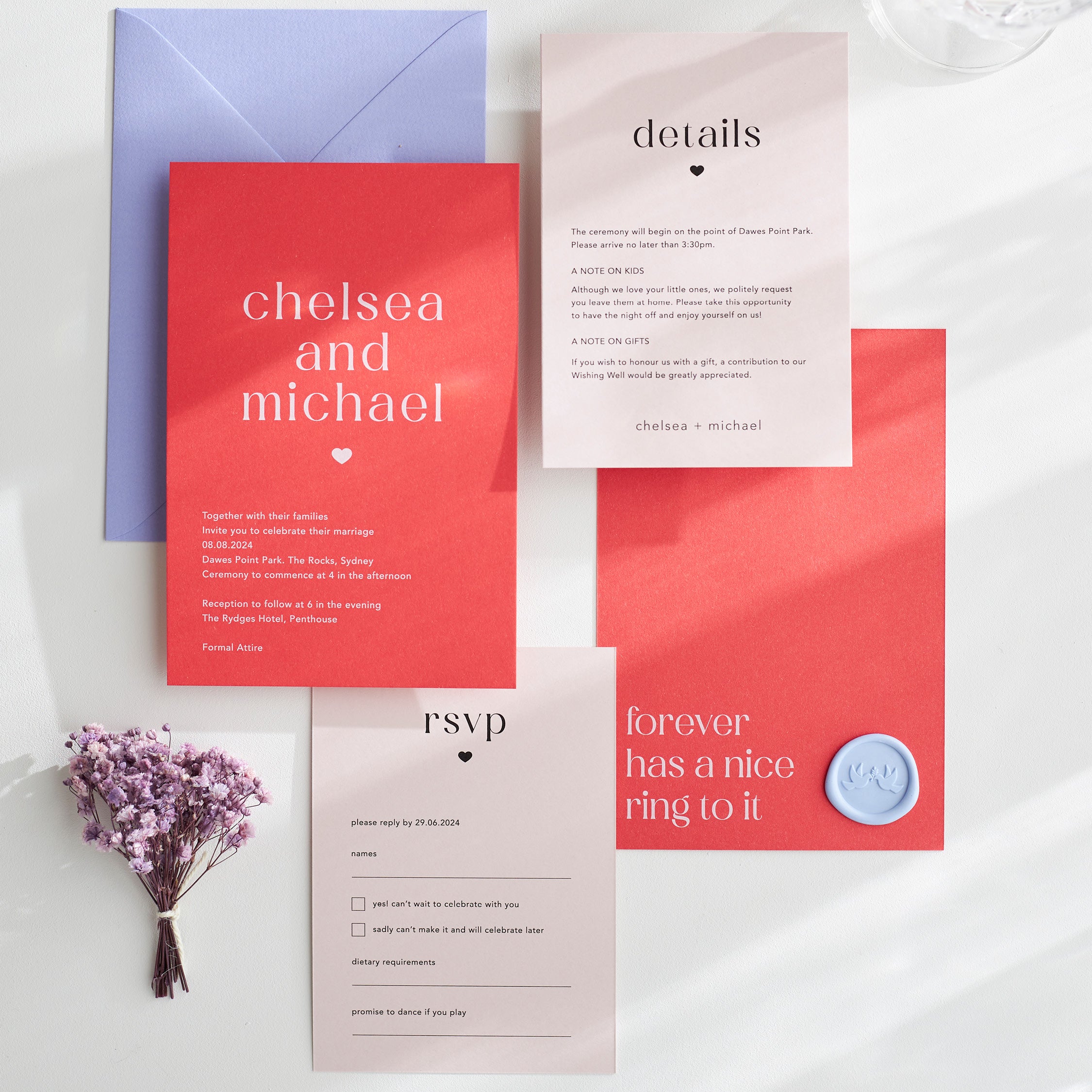 Hitched - Wedding Invitation & Envelope