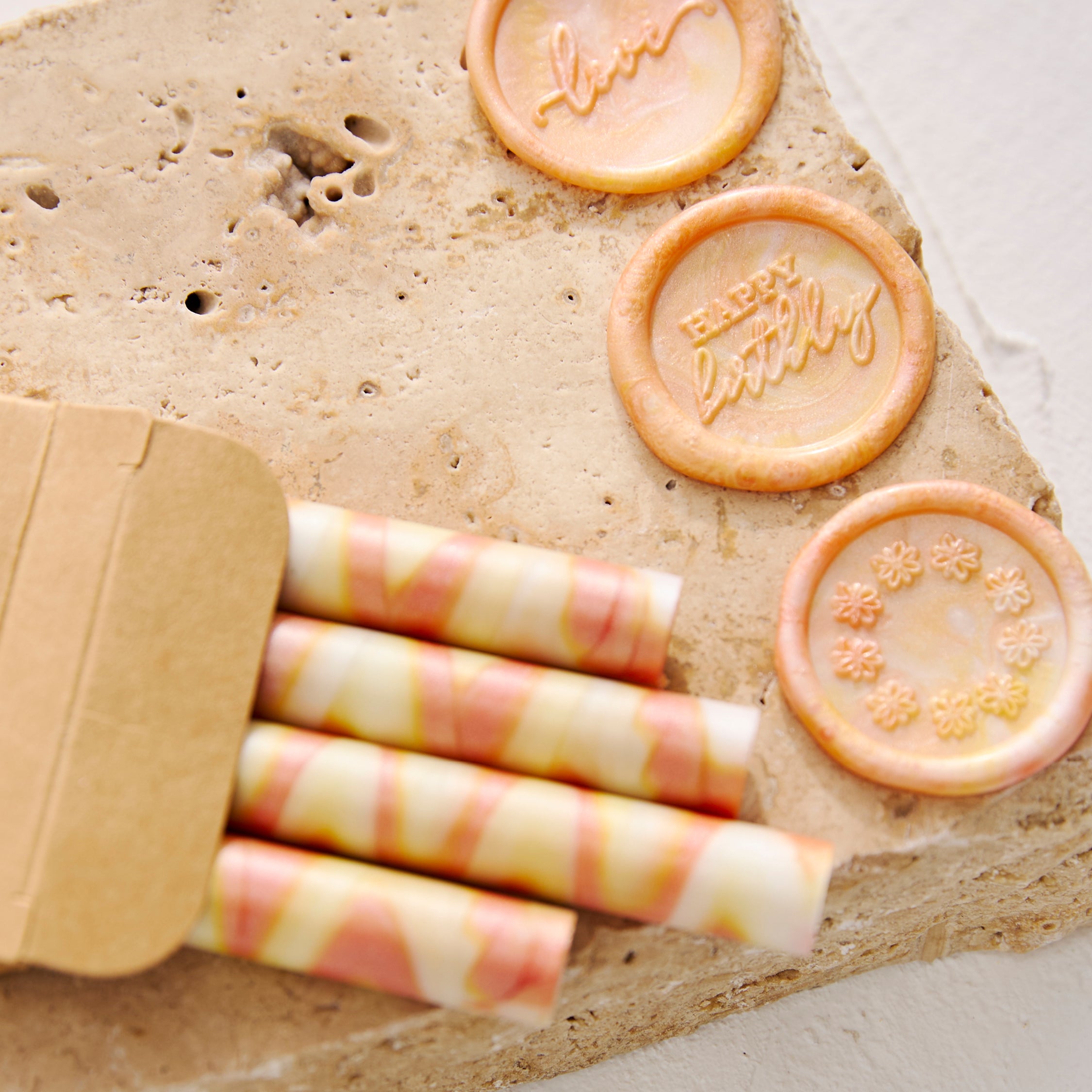 Orange & Yellow Marble Mix - Sealing Wax Sticks
