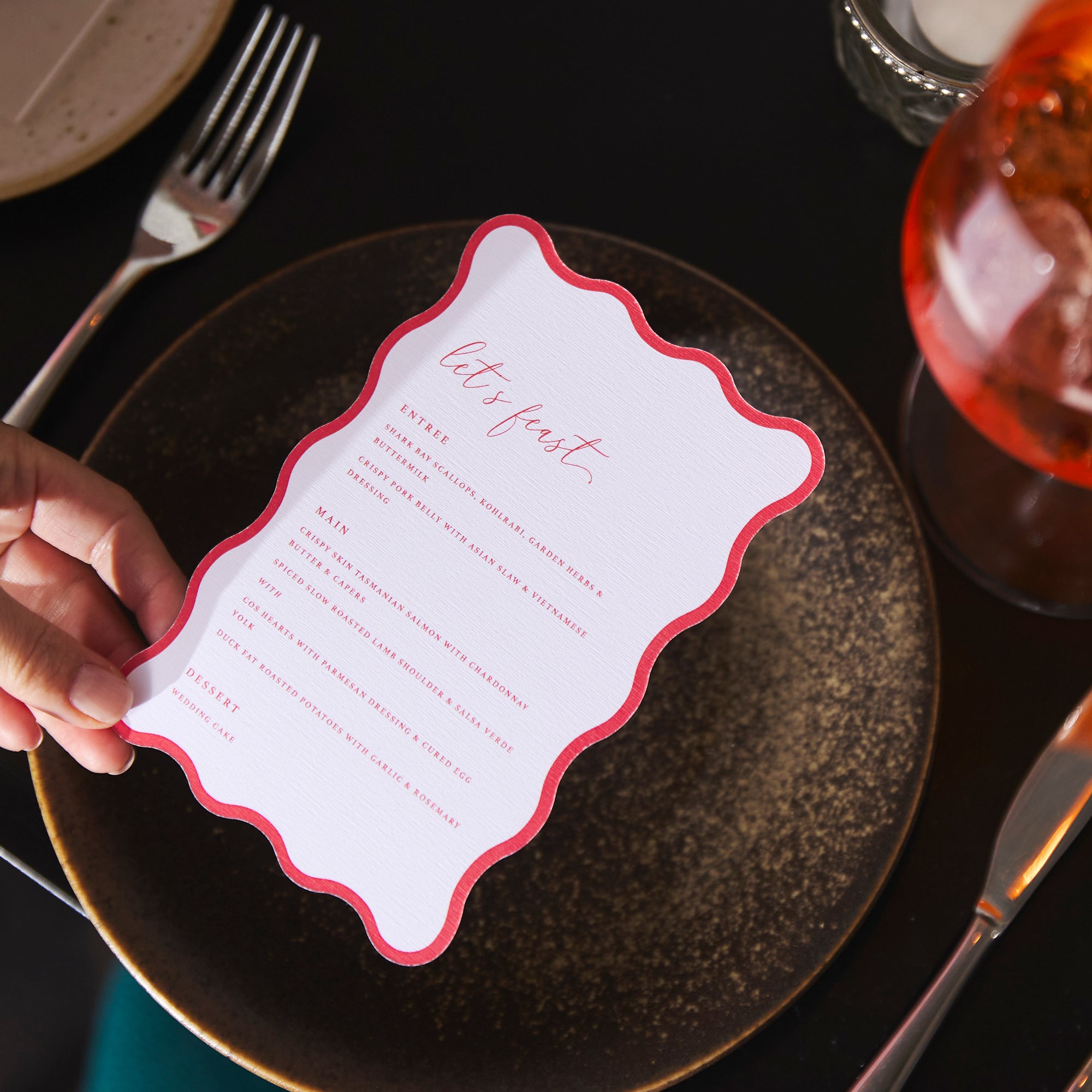 A6 Printed Menus