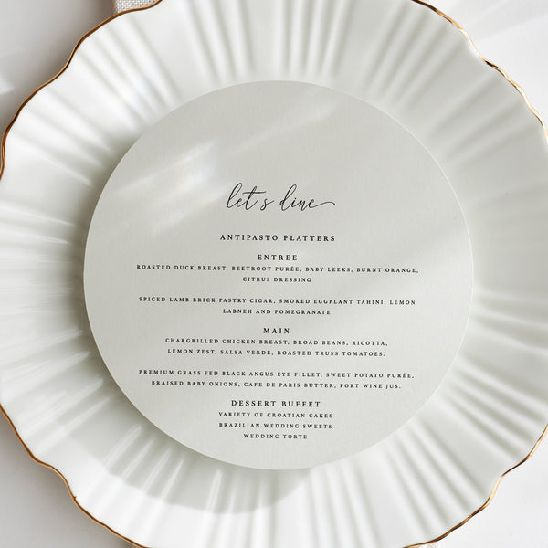 Circle Printed Menus