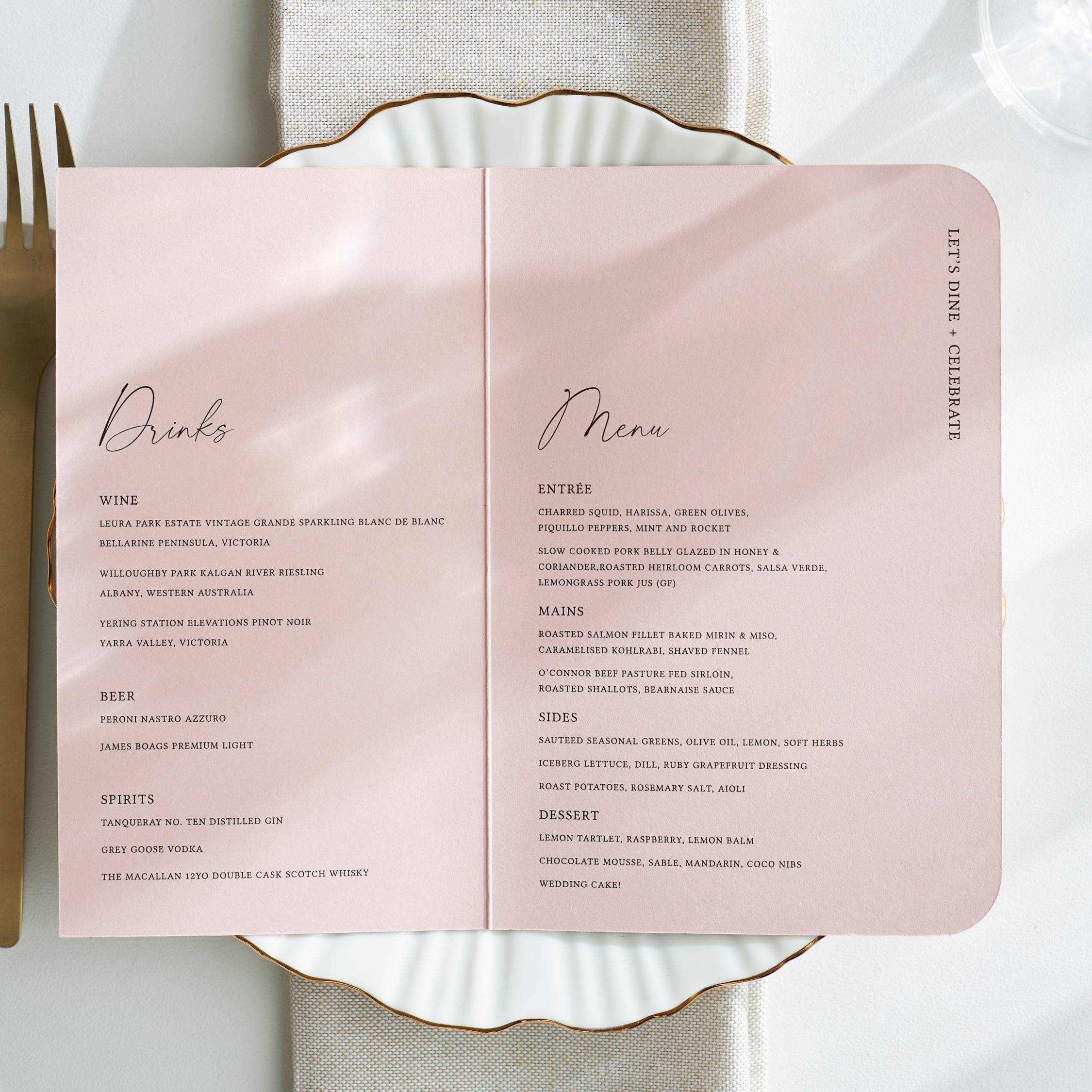 Menu Folder | The One – Sea and Paper Creative Studio
