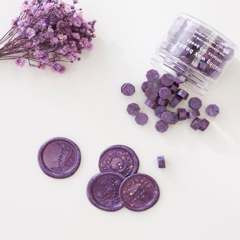 thumbnail image 2 of Lilac Purple Wax Seal Beads - 250pcs Octagon Wax Pellets For Sealing Letters & Invitations 2 of 11
