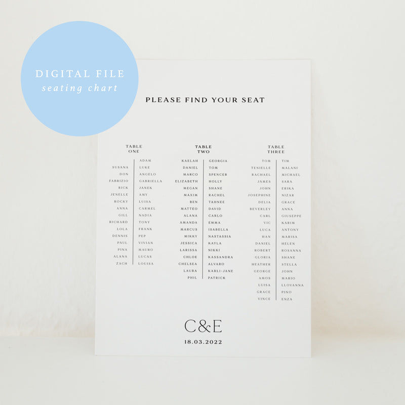 Digital File | Seating Chart
