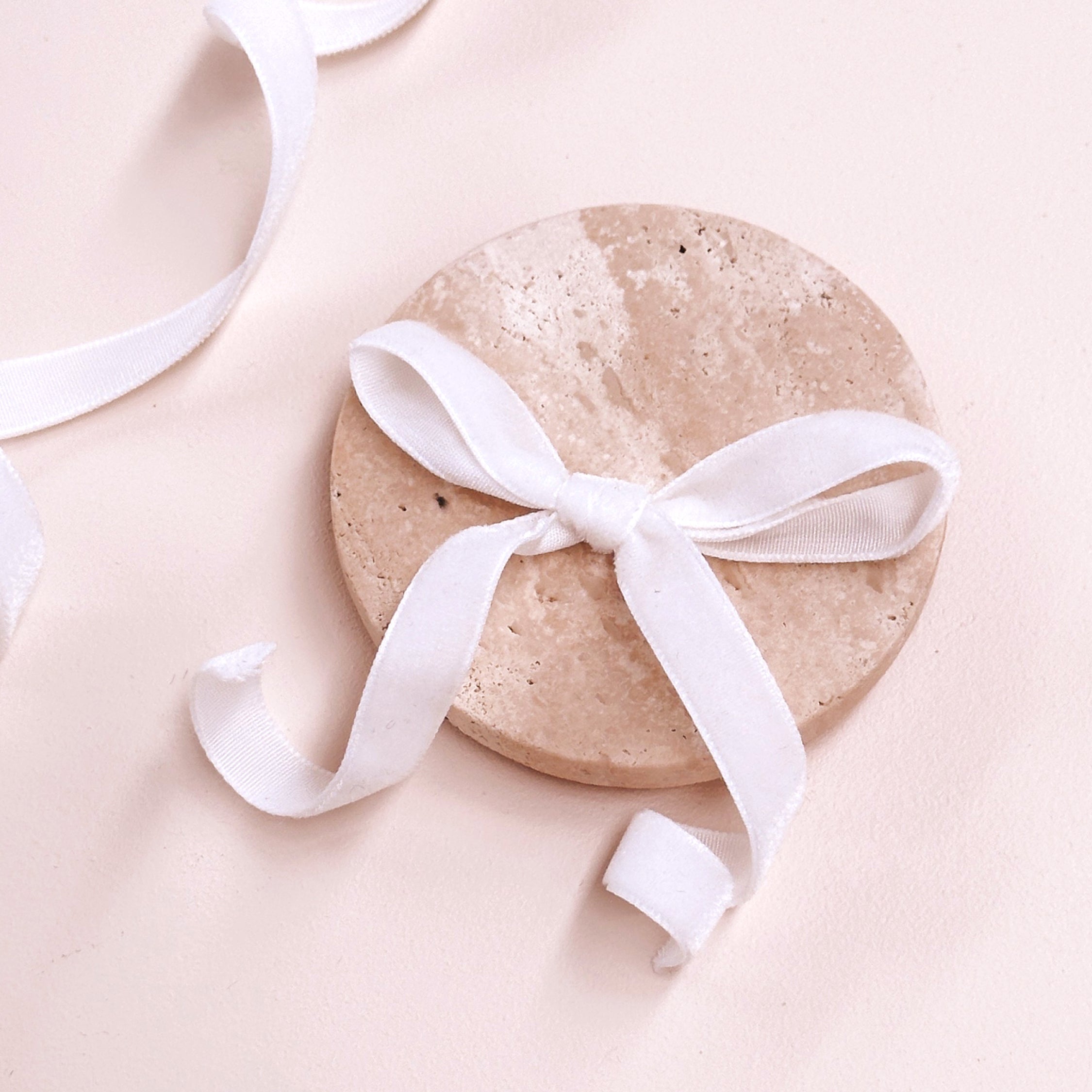 Velvet Ribbon Roll - White