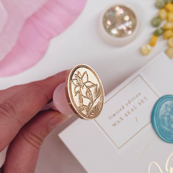 Wax Sealing Stamp - Lily Oval