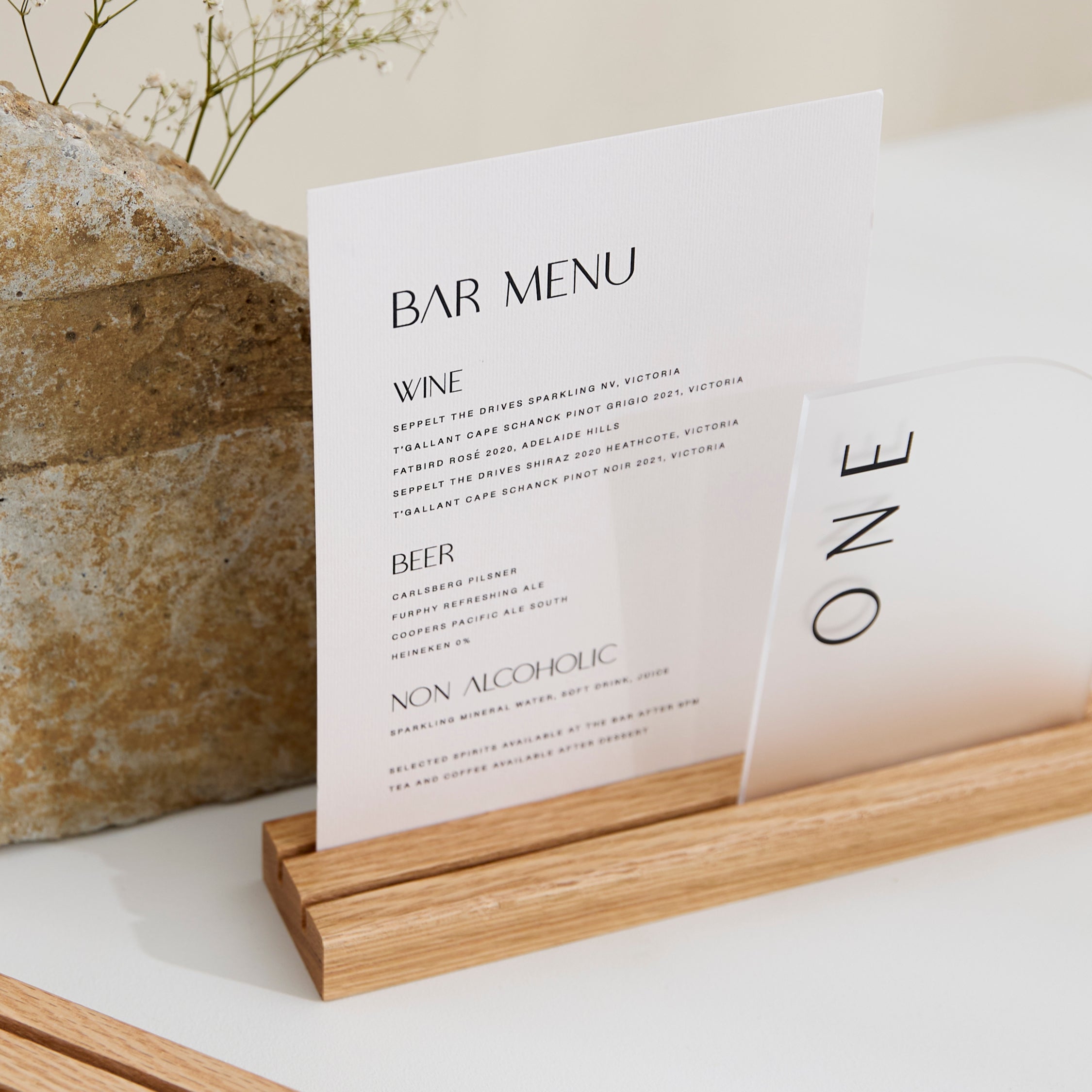 Wooden Dual Signage Display Block - Oak