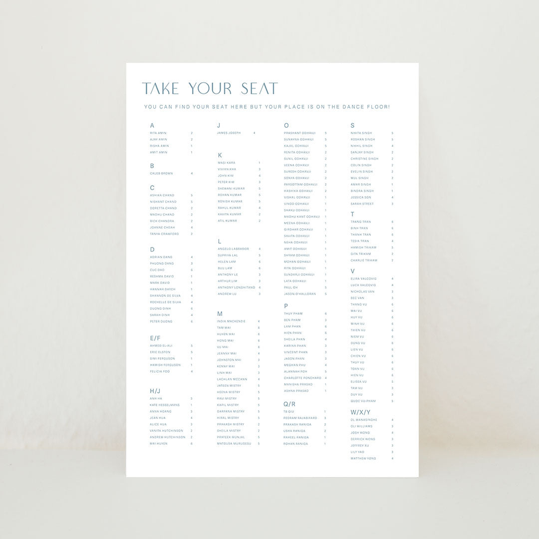 Glow - Seating Chart