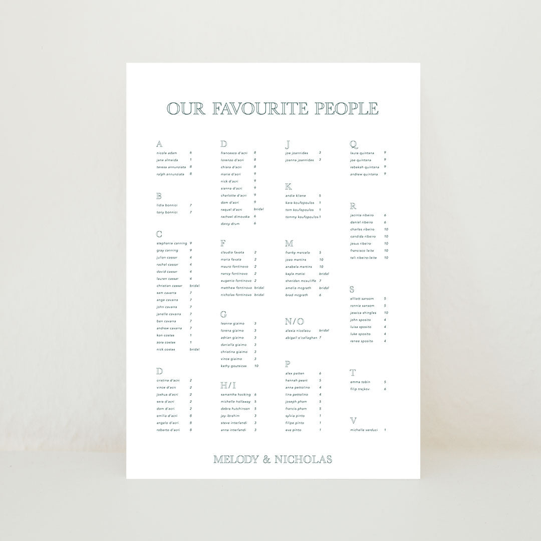 Together - Seating Chart