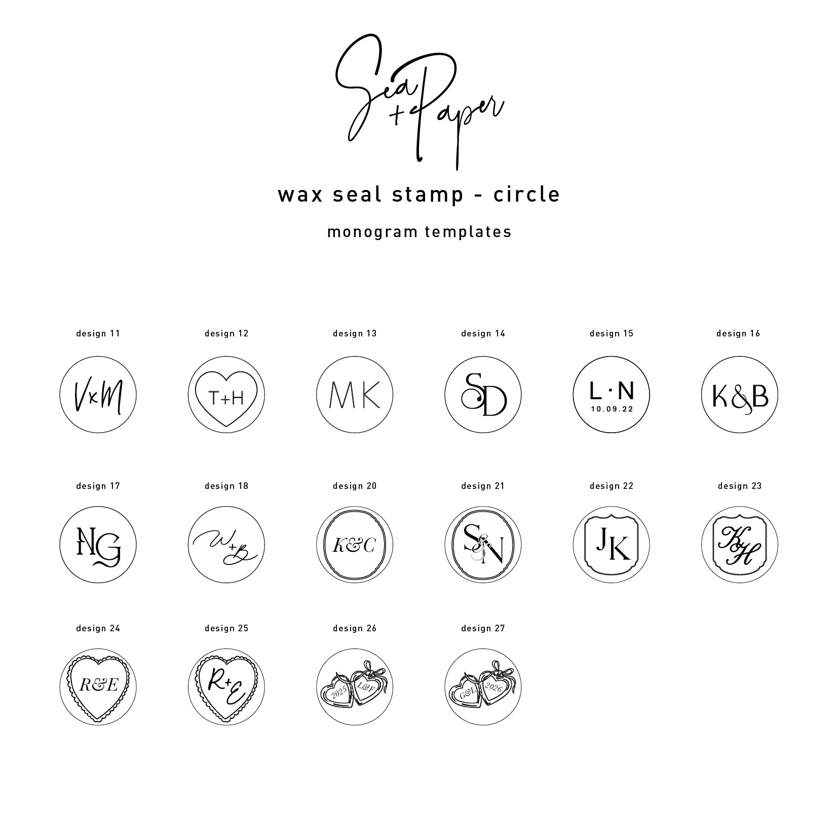 Custom Monogram Wax Seal Stamp - Circle