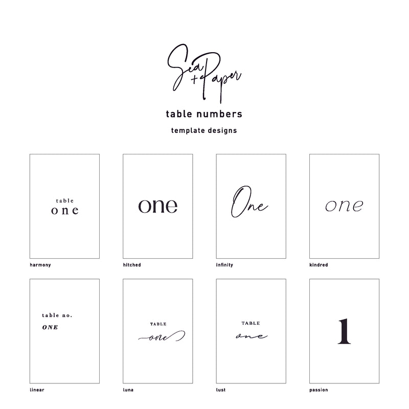 A6 Card Table Number Sets