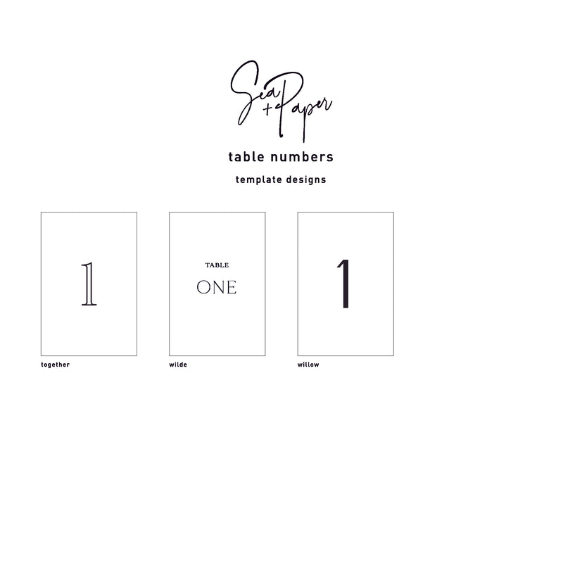 A6 Card Table Number Sets