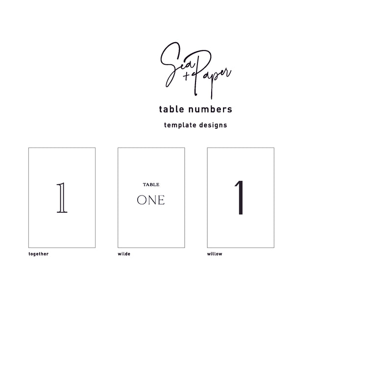 A5 Card Table Number Sets