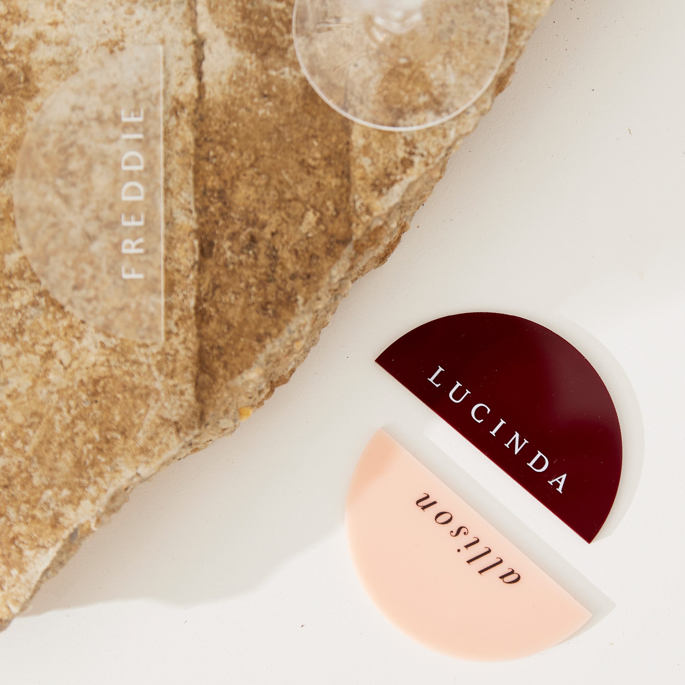 Acrylic Place Cards - Half Circle