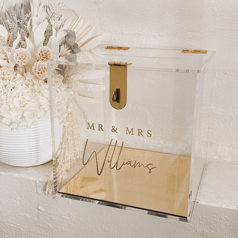 Acrylic Wishing Well - Clear with Gold Base