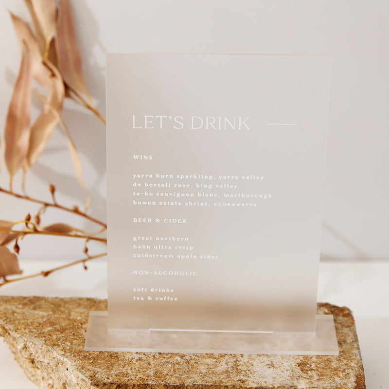 A5 Acrylic Bar Menu