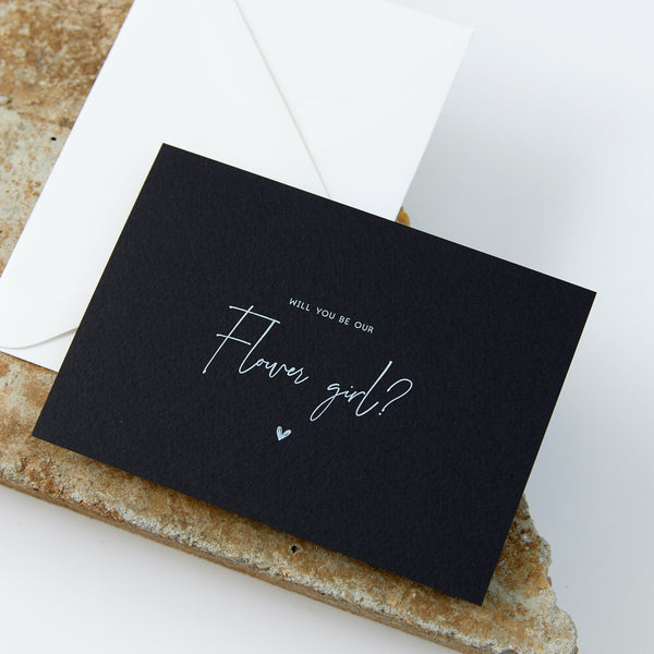 Flower Girl Proposal Card - Textured Black