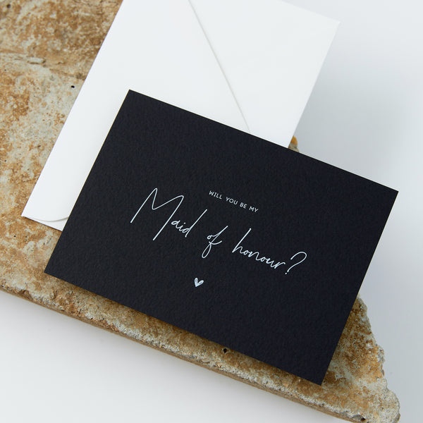 Maid Of Honour Proposal Card - Textured Black