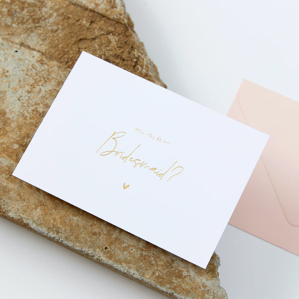 Bridesmaid Proposal Card - Gold Foil & White