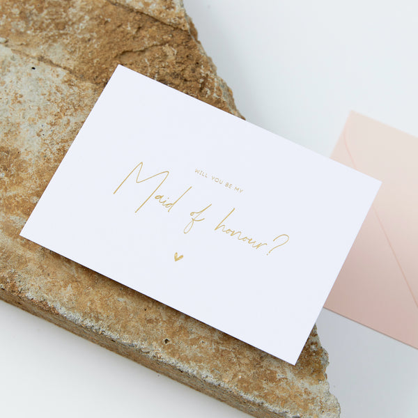 Maid Of Honour Proposal Card - Gold Foil & White