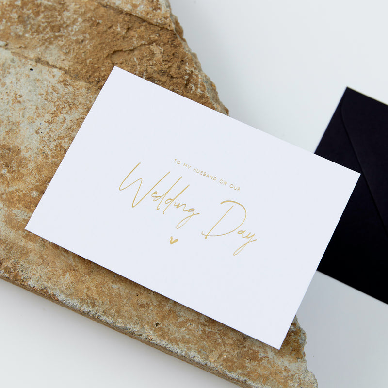To My Husband On Our Wedding Day Card - Gold Foil & White