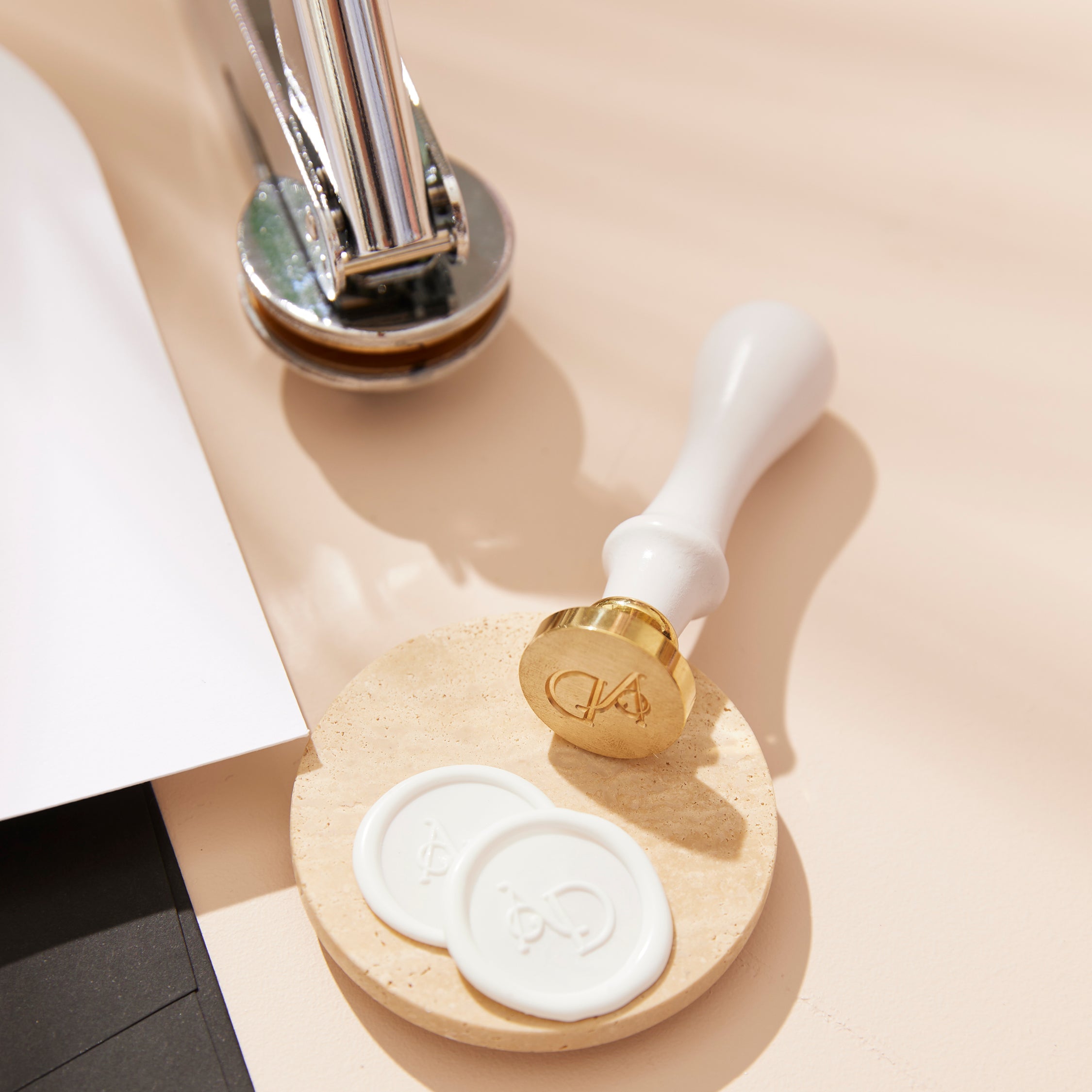 Custom Wax Seal and Embossing Stamp Impression Bundle Sea and Paper