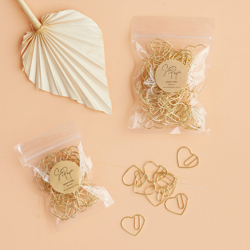 Heart Paperclips - Gold