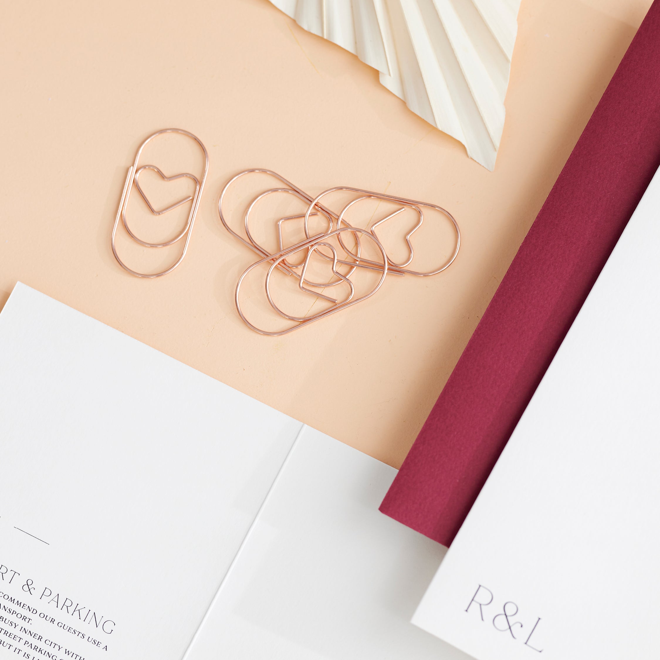 Large Oval Heart Paperclips - Rose Gold