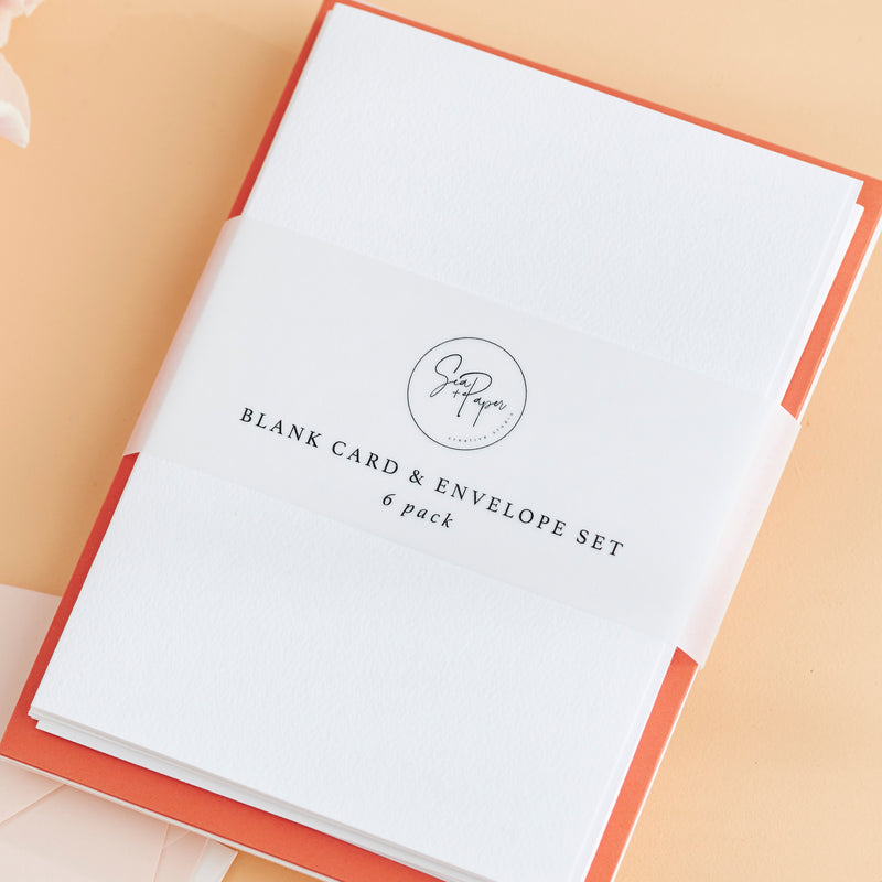 DIY Card & Envelope Set - Blush, White, Tigerlilly - 6pk