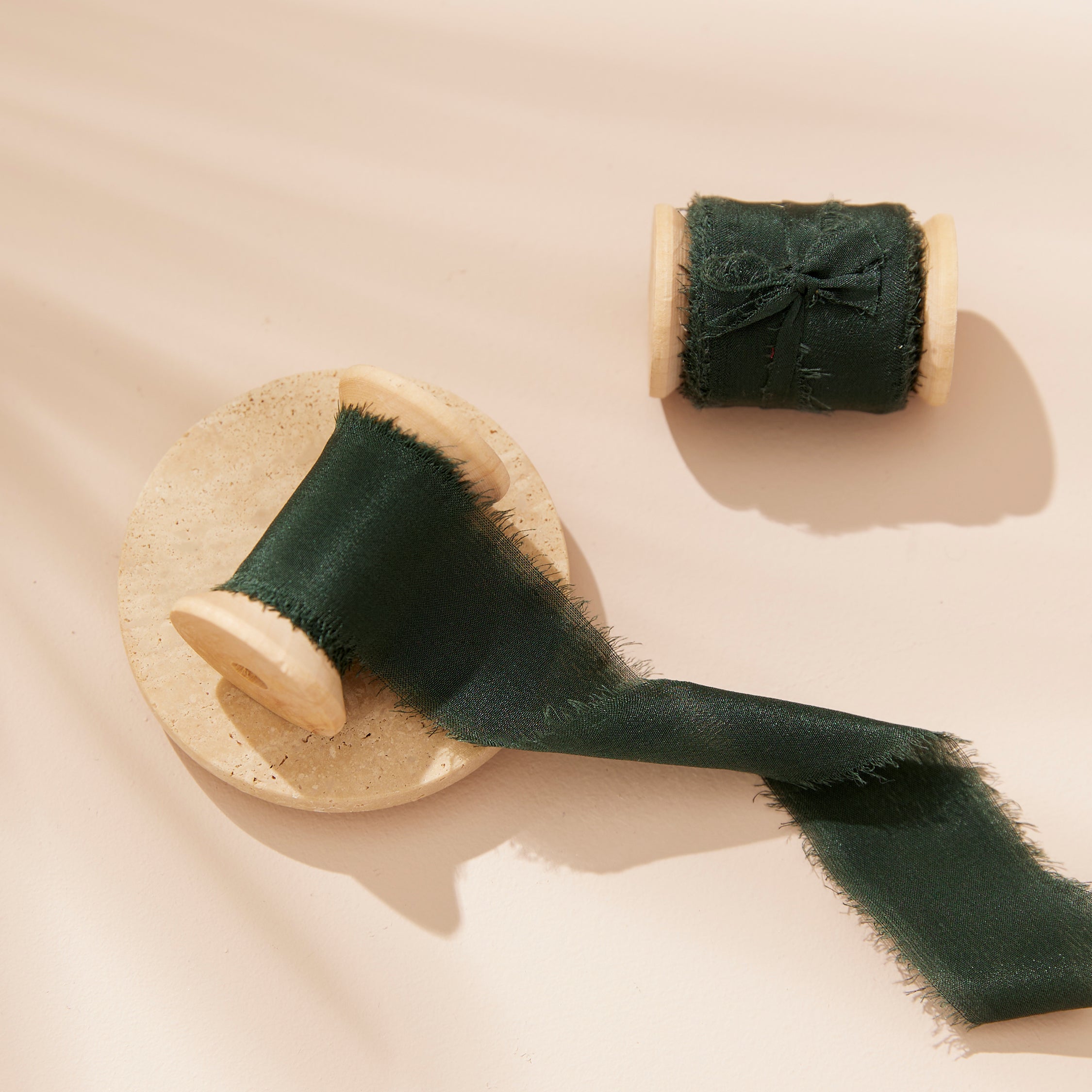 Silk Ribbon Roll - Deep Green (25mm width)