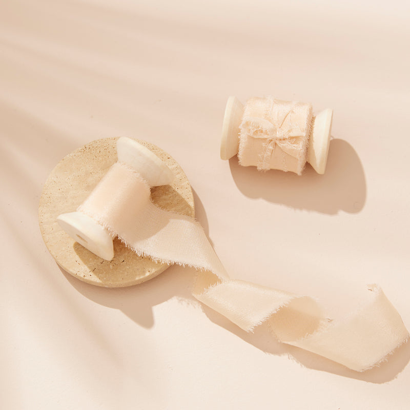 Silk Ribbon Roll - Soft Ivory (25mm width)