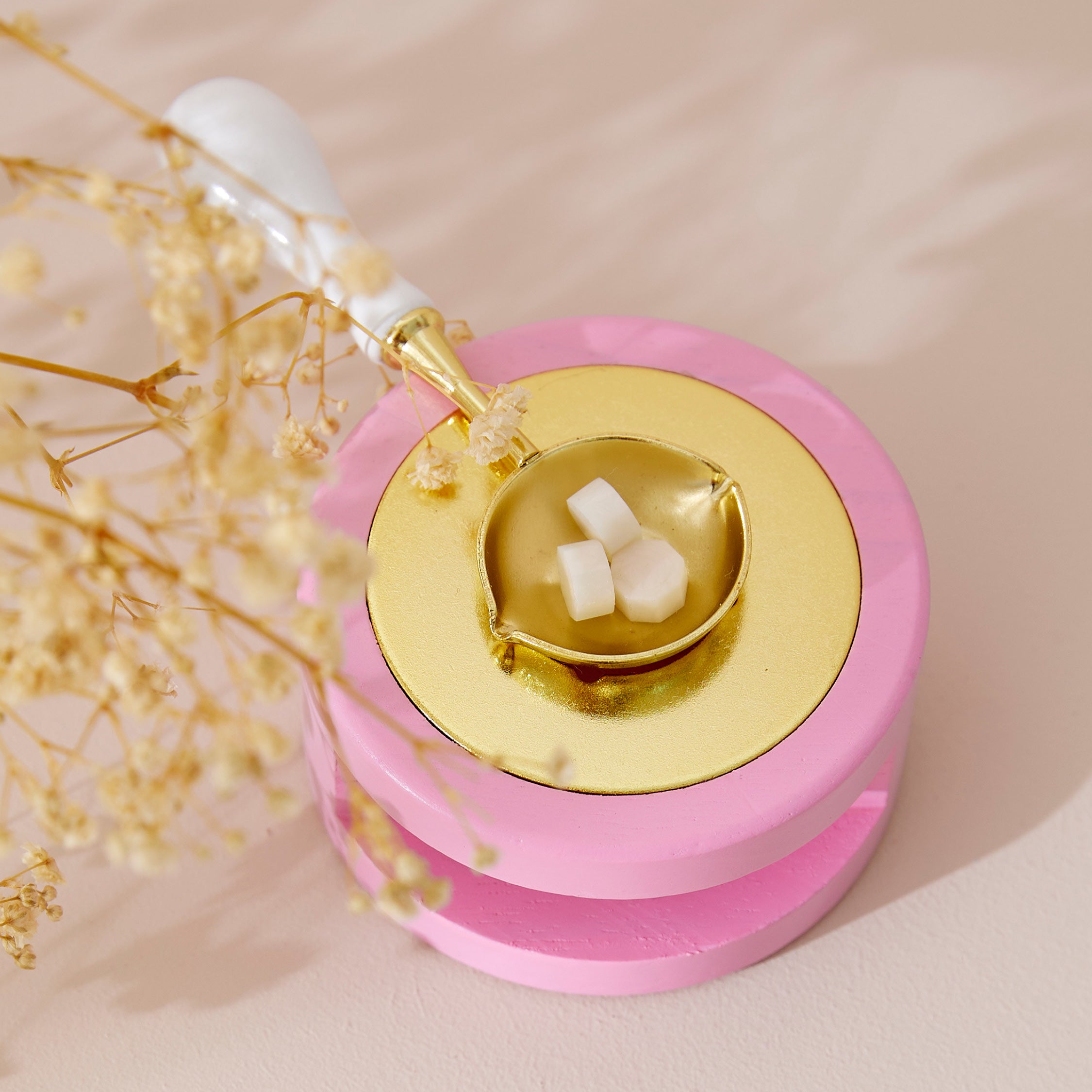 Melting Spoon - White Handle Double Spout